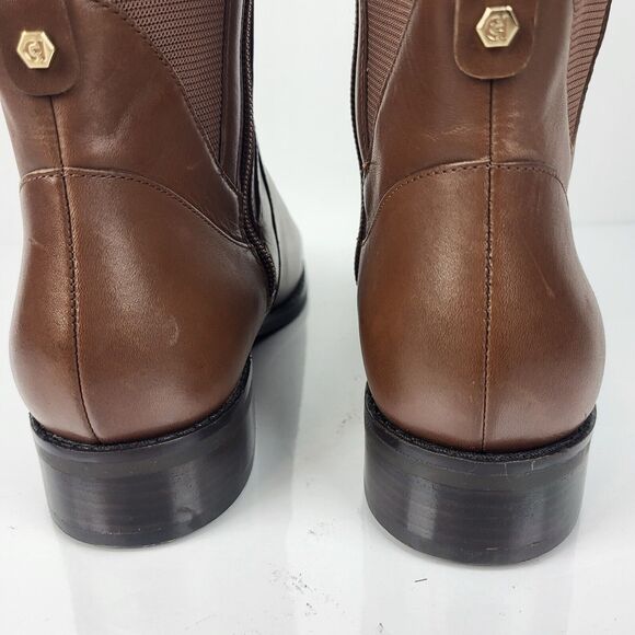 Cole Haan Noelle Riding Boots Brown Leather Side Zip Knee high 7.5B - Picture 4 of 16